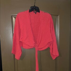 Red Tie-Front top